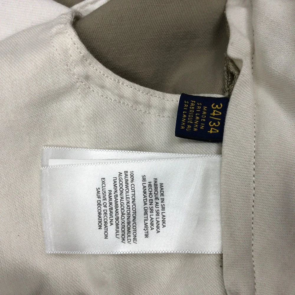 Polo Ralph Lauren Classic Fit Chino Pants Mens 34x34 Tan Khaki Cotton Twill Pony